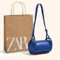 ■♤Zara6.4กระเป๋าถือสตรี,ใหม่กระเป๋าทรงกระบอก2023ลาย Klein Blue Niche Joker กระเป๋าถือไหล่เอียง