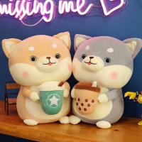 [COD] New milk tea dog plush toy ​​doll sleeping on bed doll pillow girl birthday gift