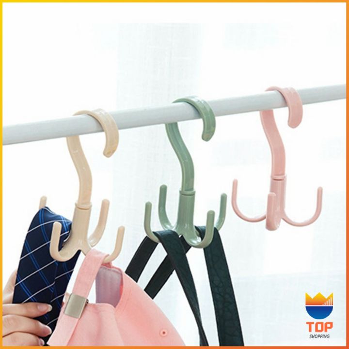 top-ที่แขวนของแบบตะขอ-4-แฉก-หมุนได้-360-องศา-ที่แขวนของแบบตะขอ-คละสี-4-position-cloth-hanger