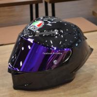 หมวกกันน็อค AGV ที่รีวิวใน tiktok เพจ 8M online AGV pista GPRR GPR TOP AGV pista gpr หมวกกันน็อคเท่ๆสีดำล้วนกระจกสีม่วงหมวกกันน็อคหมวกกันน็อคราคาถูกAGV pista gpr cool helmet all black purple mirror helmet cheap helmet