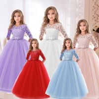 Summer Flower Lace Dress Girls Wedding Party Kids Dress Children Dress For First Communion Elegant Princess Girls Dress Vestidos  by Hs2023