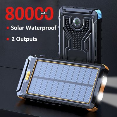 Solar Fast Charging Power Bank Portable 80000mAh Charger Waterproof External Battery Flashlight For Xiaomi iPhone Samsung ( HOT SELL) tzbkx996