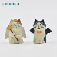 Decole Cat Angel Devil Miniature รูปญี่ปุ่น Zakka เรซิ่นของเล่นของขวัญสร้างสรรค์งานแต่งงานตกแต่งสวนรูปปั้น Home Accessories