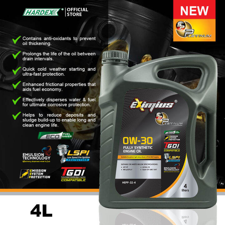 HARDEX EXIMIUS SP PLATINUM Series Fully Synthetic Engine Oil SAE 0W-30 ...