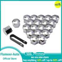 Flameer 20ชิ้นฝาครอบล้อรถยนต์ฝาครอบกันสนิมขอบล้อฝาครอบน็อตสีเงิน19มม.