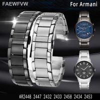 แบรนด์สายนาฬิกาข้อมือปลายโค้งสำหรับ AR2453 AR2452 Armani ขนาด22มม. AR2448สแตนเลส2453เงินกุหลาบทองหัวเข็มขัดแบบพับได้สายนาฬิกาได้