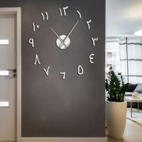 ZZOOI Arabic Numerals DIY Giant Wall Clock Arabic Numbers Acrylic Mirror Effect Stickers Frameless Large Silent Wall Watch Home Decor