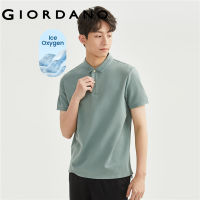 GIORDANO ผู้ชาย เทคโนโลยีขั้นสูงความรู้สึกเย็นสบายน้ำแข็งออกซิเจนเย็นคอปก jacquard ถักโปโลแขนสั้น Free Shipping 01013398