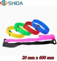 25pcs/lot 2cm x 60cm Nylon Cable Ties Hook and Loop Strap Fastener Tape with Plastic Buckle for Wire Management