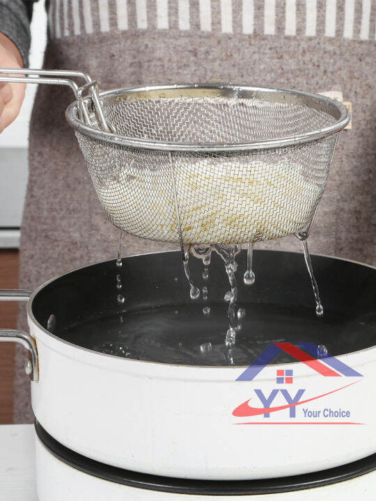 Stainless Steel Square / Round Shape Mesh Skimmer with Handle / Frying ...