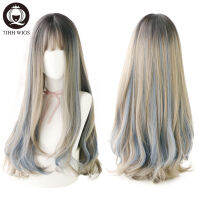 7JHH WIGS ชั้นสีฟ้าสีน้ำตาลสีดำ LOLITA Wigs กับ Bangs ยาวตรง Omber สีม่วง Noble Wigs สำหรับผู้หญิงแฟชั่นคอสเพลย์วิกผม