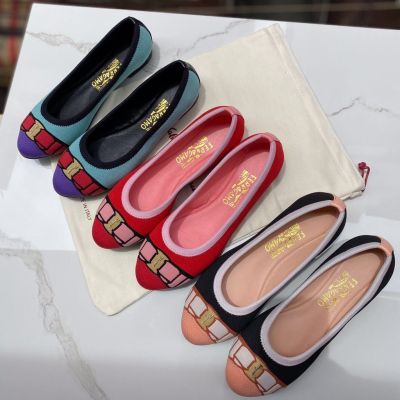 2023 new FGM Ladys Counter New Varina Series Knitted fabric Nappa sheepskin Flat ballet shoes