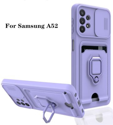 Armor Shockproof Slide Camera Protection Phone Case For Samsung A32 A71 A51 4G A52 A72 A22 5G A31 A21S A02S A12 Card Slot Cover
