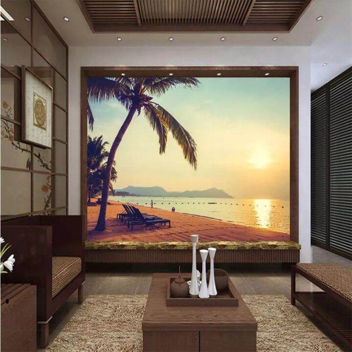 custom-wallpaper-rizhao-sea-view-beach-3d-stereo-theme-space-background-wall-high-grade-waterproof-material