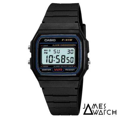 JamesMobile นาฬิกาข้อมือ Casio Standard สุภาพบุรุษ  นาฬิกาสายเรซิ่น รุ่น F-91W-1DG - Black