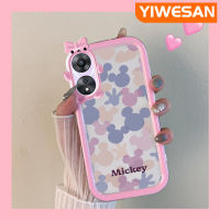 เคส Chenyyka สำหรับ OPPO A78 5G A58 A58x A1X 5G A77 2022 A57 2022 A57s A57e เคส A77s การ์ตูนน่ารักสีม่วง-ชมพูมิกกี้เมาส์มีขอบสีสันสดใสเคสโทรศัพท์โปร่งใสสัตว์ประหลาดตัวเล็กเลนส์กล้องถ่ายรูปเคสกันกระแทกกันกระแทก