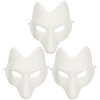 Boomss【New】 3 pcs Masquerade Blank Fox s คอสเพลย์หน้ากาก DIY Unpainted Fox