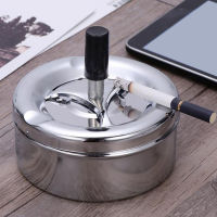 Accessories Stainless Steel Ashtray Round Push Down Ashtray with Rotating Tray xobw