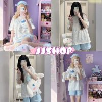 JJ Shop​?​พร้อมส่ง ชุดนอน เสื้อคอกลมแขนสั้น กางเกงขาสั้น ผ้านิ่มใส่สบายมาก DX-7321