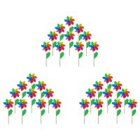 30Pcs Wooden Stick Pinwheels,Windmill Party Pinwheels DIY Pinwheels Set for Kids Toy Garden Lawn Party Decor