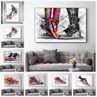 Fashion Graffiti Abstract Sports Shoes Watercolor Street Printing Canvas Shoes Series Wall Painting Mall Posters Home Decoration Wall Décor