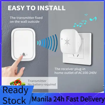 Wireless Doorbells, Self-Powered Doorbell for Home, Waterproof Mini Door Bell, Push Button Chime Kit, Long Range Cordless Plug in Classroom Doorbell