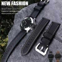 22mm 24mm 26mm High Quality Nylon Fabric Watch Band for Panerai Black Blue Canvas Genuine Leather Strap Stainless Steel Buckle