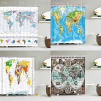 【CW】❈┇  Map Shower Curtain Super 180 x 200 cm Set