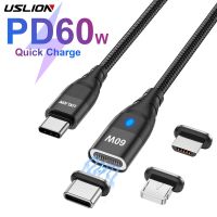 HOT weime428 - / USLION PD 60วัตต์แม่เหล็กชาร์จอย่างรวดเร็วสายเคเบิ้ลสำหรับ iPhone 14 13 Pro Max Xiaomi 12 POCO USB C เพื่อพิมพ์ C ข้อมูลชาร์จลวดสำหรับ Macbook