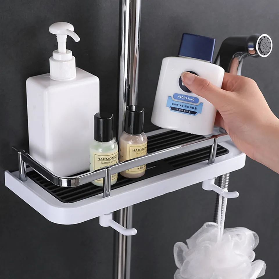 Hanging Shower Storage Holder, Telescopic Bathroom Shelf, Pole Shelves,  Shampoo Tray Stand, No Drilling Bathroom Storage Organizer, Bathroom  Accessories - Temu