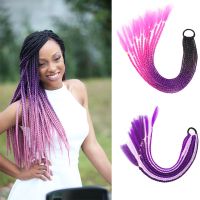 Braiding Ponytail Colorful Twist Braid Synthetic Hairpiece With Rubber Band Hair Wig Gradient Dirty Braided