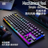 Lei Kui คีย์บอร์ดแบบมีสาย K87สีสำหรับแล็ปท็อป RGB เรืองแสง87คีย์คีย์บอร์ดเกม USB