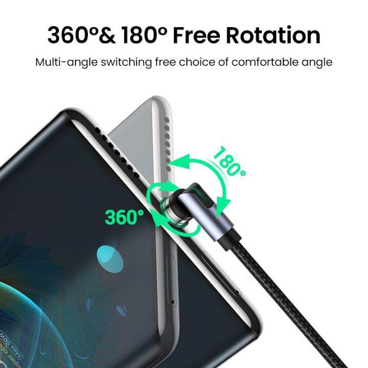 ugreen-สายชาร์จ-usb-แม่เหล็ก-หมุนได้-540-องศา-micro-usb-type-c-สําหรับชาร์จศัพท์