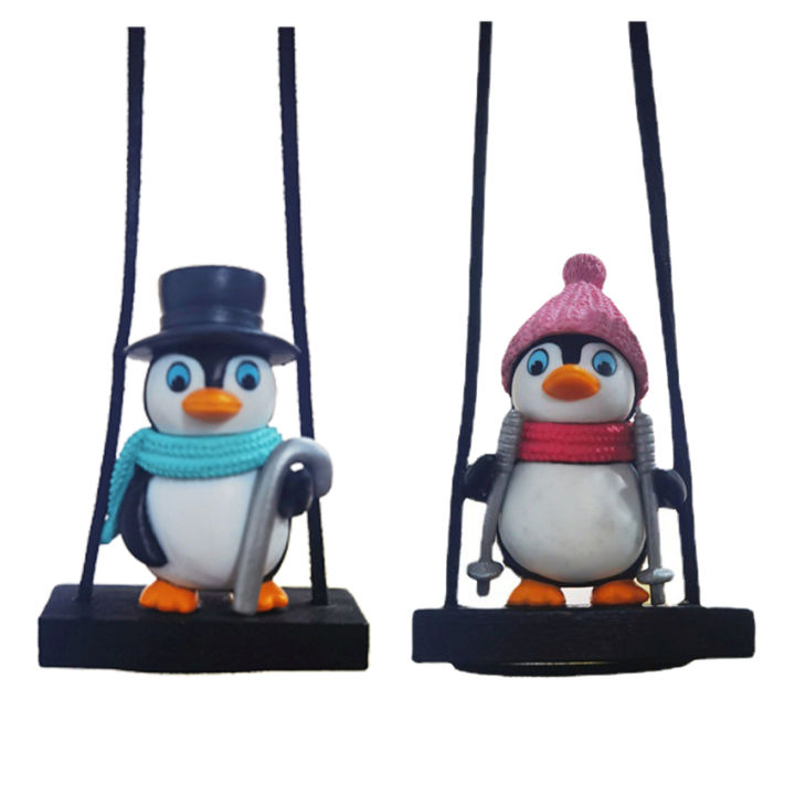 สวิง-sled-เพนกวินจี้รถสุภาพบุรุษเพนกวินอัตโนมัติกระจกมองหลังตกแต่งรถอุปกรณ์ภายในตุ๊กตาสัตว์ของเล่น