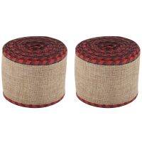 Wired Edge Ribbons Christmas Burlap Fabric Craft Ribbon Wrapping Ribbon Rolls with Checkered Edge