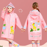 Kids Boy Raincoat Cute Cartoon Bear Printed Clothes Blue Coat Waterproof Jumpsuit Hooded One-Piece Rainwear