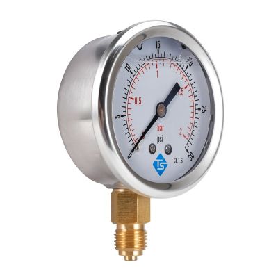 TS Low Pressure Gauge 0-2Bar,0-30Psi 1/4Inch 68Mm Dial Hydraulic Water Pressure Gauge Manometer Pressure Measuring Tool