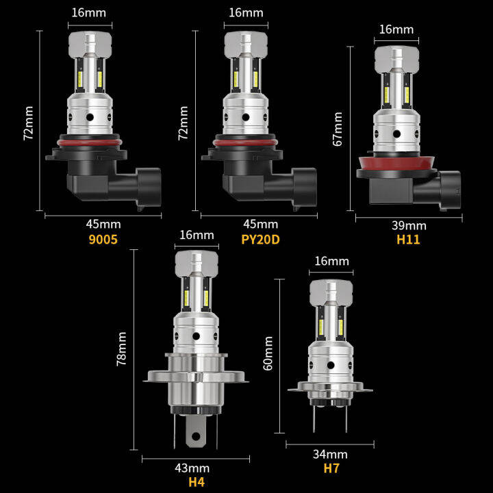 โอปราห์-led-หลอดไฟหน้า-h3-h4-h7-h11-1860ชิปพลังงานสูงรถไฟตัดหมอกหลอดไฟกลางวันขับรถวิ่งไฟ12โวลต์6000พันสีขาว