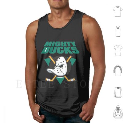 The 90S Tank Tops Vest Hockey Sport Movie Duck Geek Nerd Green White Play Ice Hockey Flying V Estevez Hockey League