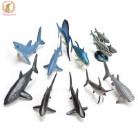 10pcs Simulation Mini Pelagic Fish Model Set Realistic Great White Shark Swordfish Action Figure Toys