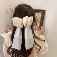 Large Bow Hairpins Woman Elegant Lady Fashion Multicolor Silk Ribbon Girl Spring Clip Schoolgirl Hair Ties Headwear Accessories