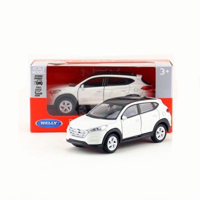 1:36 Scale WELLY Toy Vehicle Diecast Model Hyundai Tucson SUV Pull Back Doors Openable Car Educational Collection Gift For Kid