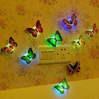 [Hot sale]1/5/10Pcs 7 Colors Change Magic Colorful Romantic LED Butterfly Night LED Light Home Room Decor Lamp