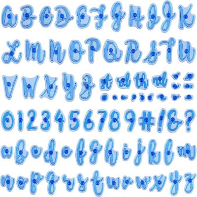 SOLVABLE 3 sets พลาสติกทำจากพลาสติก แสตมป์เค้กตัวเลขตัวอักษร สีฟ้าสีฟ้า เครื่องมืออบขนม แม่พิมพ์ตัวเลขตัวละครพิเศษ ง่ายต่อการใช้ แม่พิมพ์สัญลักษณ์ตัวอักษรและตัวเลขแฟนซี การอบ
