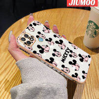 เคส JIUMOO สำหรับ OPPO เคส A15 A15s A35 4G,เคสมิกกี้น่ารักการ์ตูนแฟชั่นใหม่ด้านข้างเคลือบเคสมือถือขอบสี่เหลี่ยมซิลิโคนกันกระแทกฝาปิดเลนส์เต็มรูปแบบเคสนิ่มป้องกันกล้อง