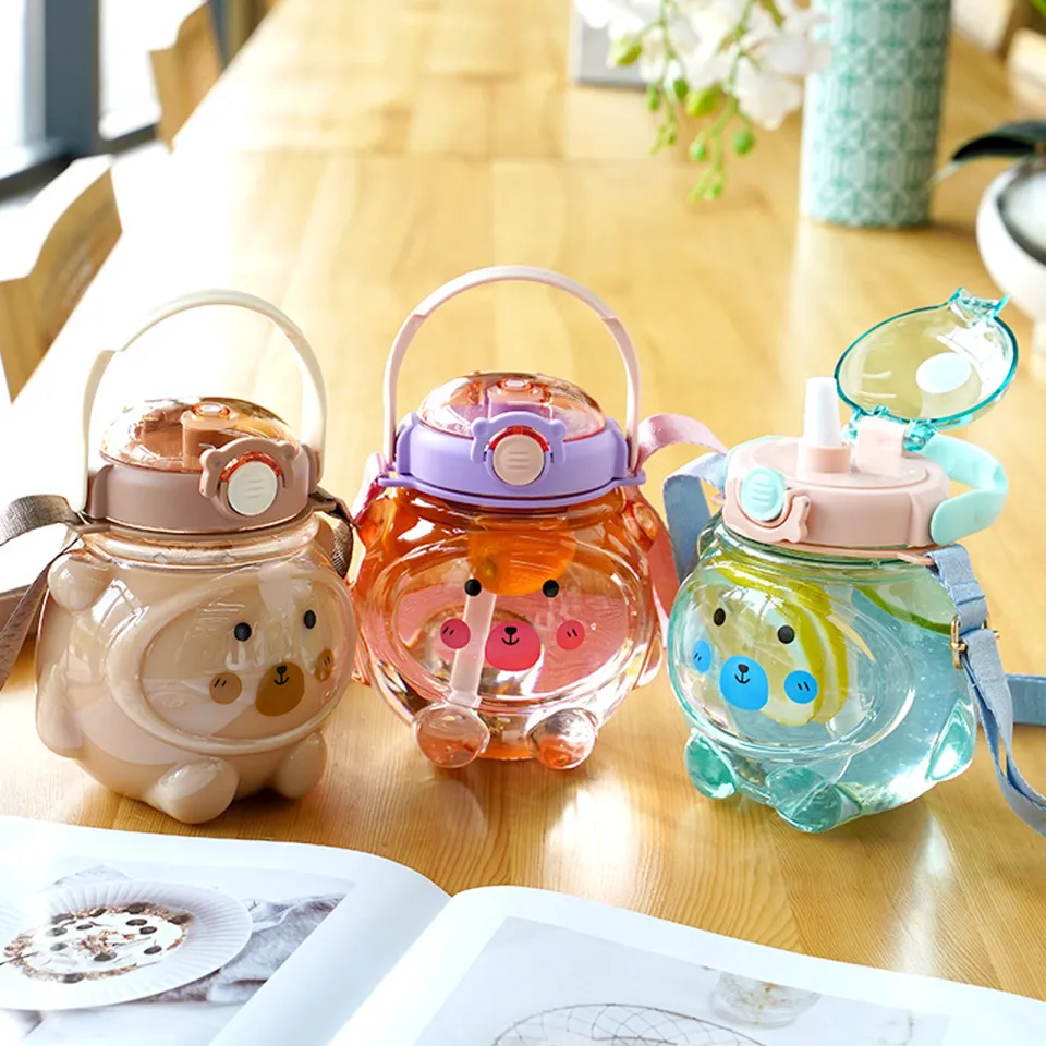 Honey bear straw cup set - 3 Honey Bear Cup w/ 3 extra Caps bottle