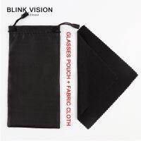 Blink Vision กระเป๋าใส่แว่นตาสีดำ กระเป๋าใส่แว่นกันแดด ผ้าทำความสะอาดไฟเบอร์สีสันสดใส สามารถเช็ดกระเป๋า PU Cermin Mata ได้