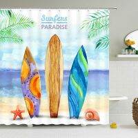 Surf 3D Shower Curtains Colorful Surfboard Printing Bathroom Curtain Waterproof Polyester Fabric Bath Screen Home Decoration