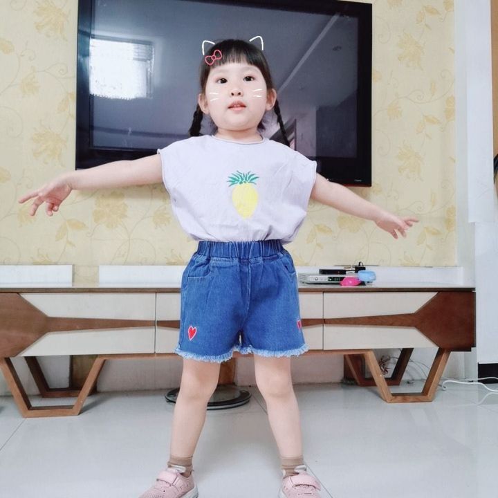 กางเกงยีนขาสั้น-สไตล์เกาหลี-สำหรับเด็ก