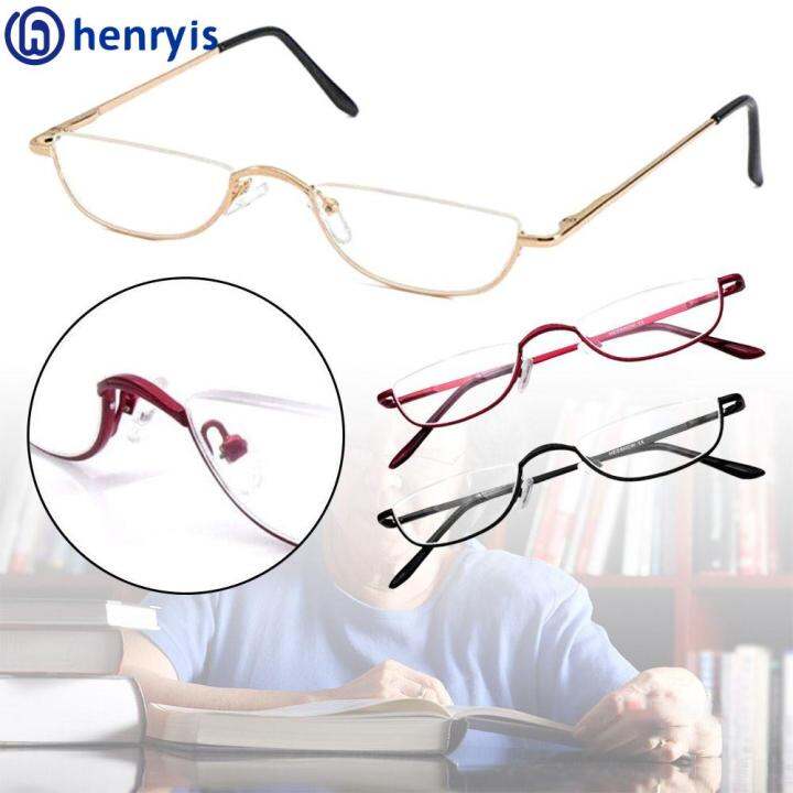 HENRYIS Flexible Portable Half Frame Ultra Light Resin Spring Hinge Reading Glasses Eyeglasses
